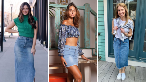 denim skirt outfit ideas