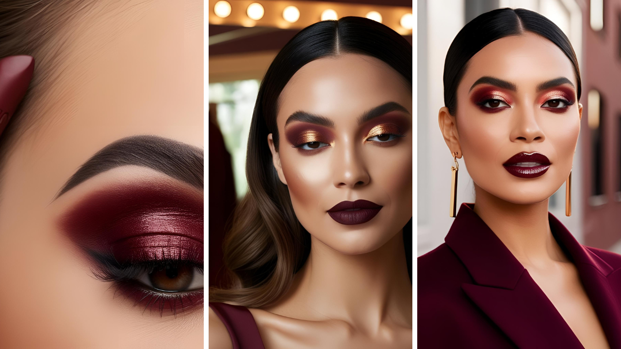 maroon outfit makeup ideas
