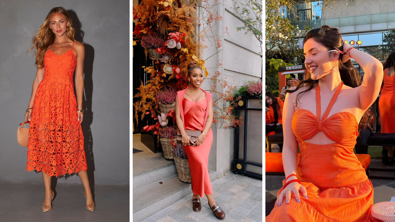 orange dress outfit