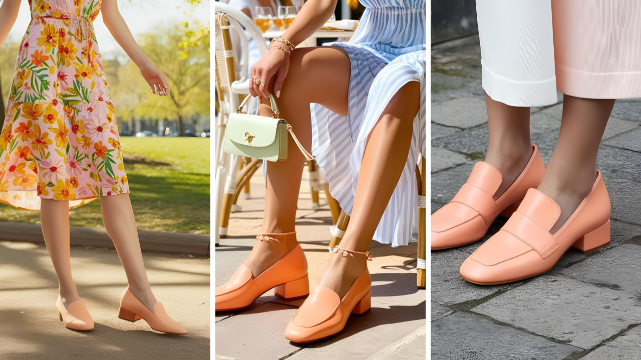 peach shoes outfit ideas