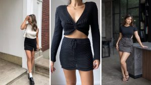 black mini skirt outfit summer casual