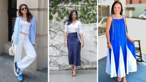 blue and white outfit ideas