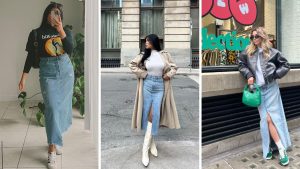 long denim skirt outfit ideas