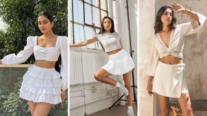 white skirt outfit summer